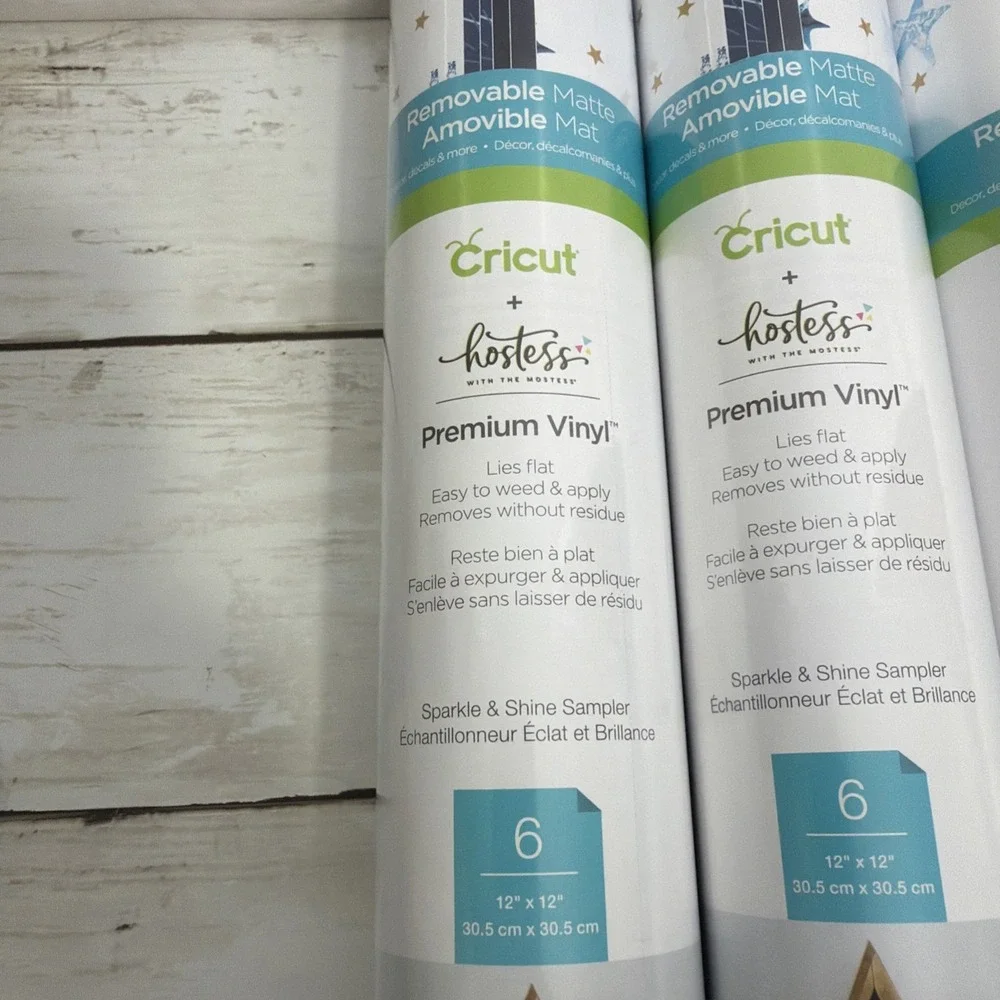 Cricut + Hostess Premium Vinyl Removable Matte Sparkle & Shine Sampler Lot Of 5